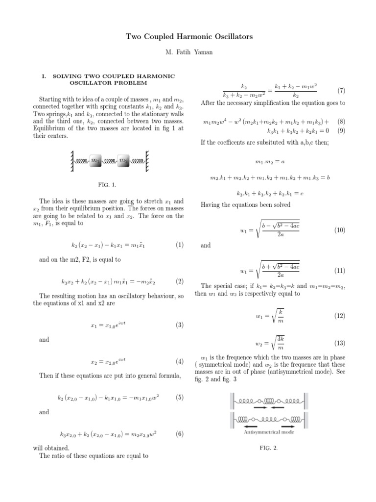 Analyzing Coupled Harmonic Oscillators | PDF | Teaching Methods ...