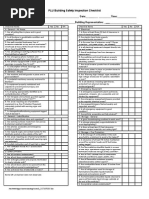 PLU Building Safety Inspection Checklist