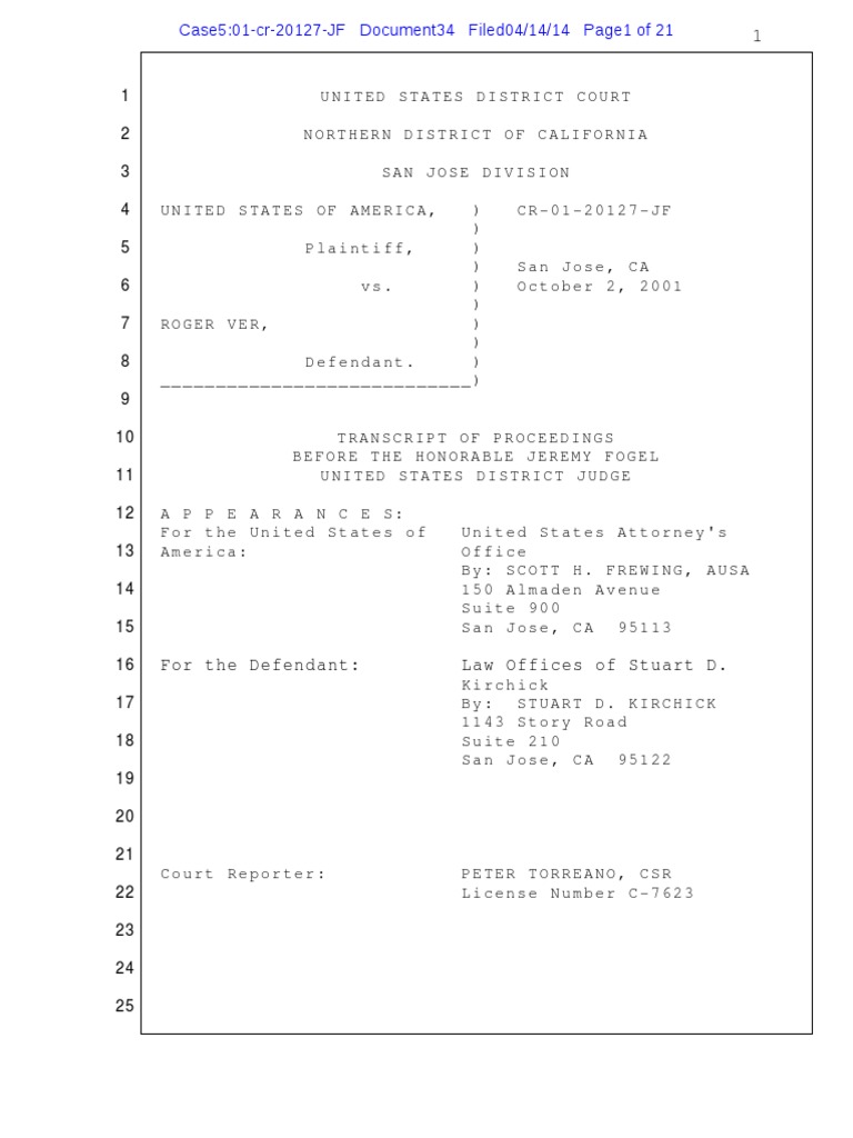 First Ver Hearing Transcript PDF | PDF