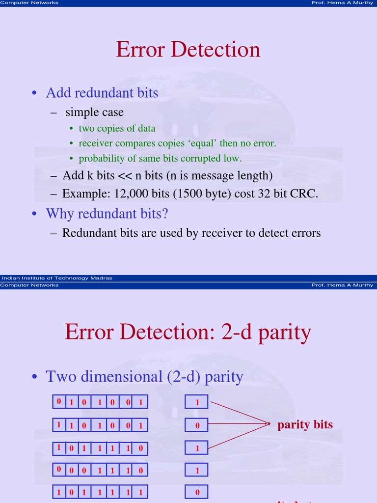 Error Detection: - Add Redundant Bits | PDF | Error Detection And ...
