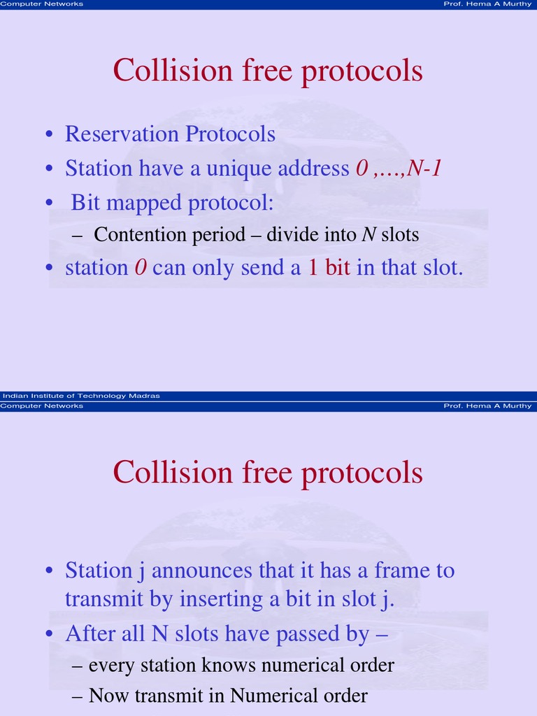 Collision Free Protocols: - Reservation Protocols - Station Have A ...