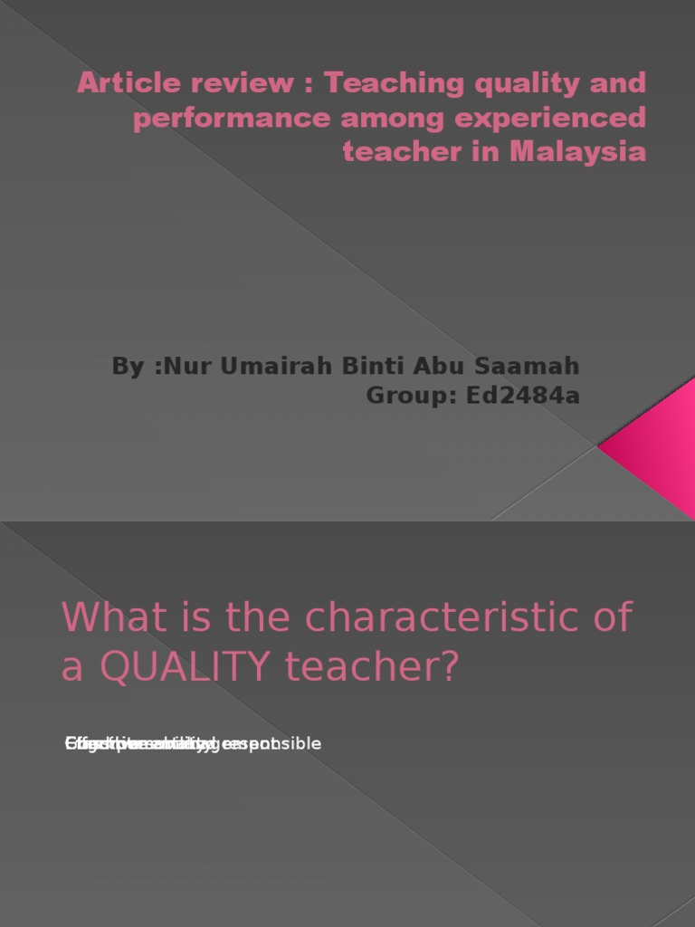 Teacher Quality and Performance in Malaysia | PDF | Career & Growth