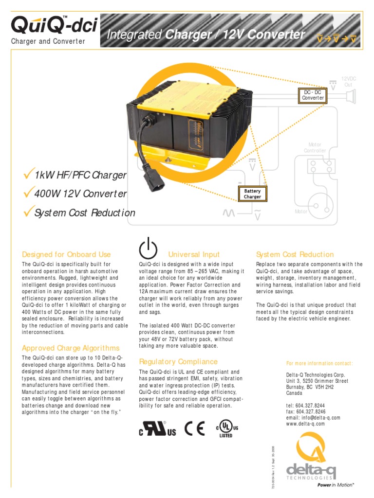 QuiQ Dci Data Sheet PDF PDF Battery Charger Direct Current