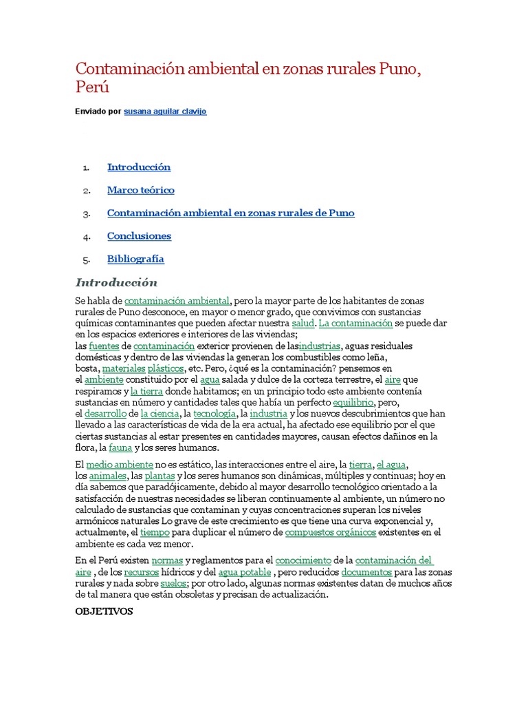 Contaminación Ambiental en Zonas Rurales Puno | PDF | La contaminación ...