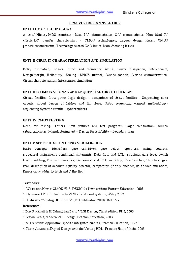 VLSI Design Lecture Notes | PDF | Mosfet | Field Effect Transistor