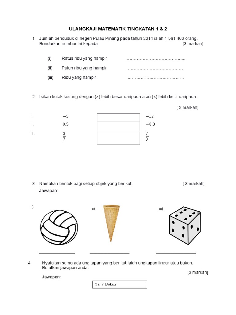 Ulangkaji Matematik Tingkatan 1 Pdf