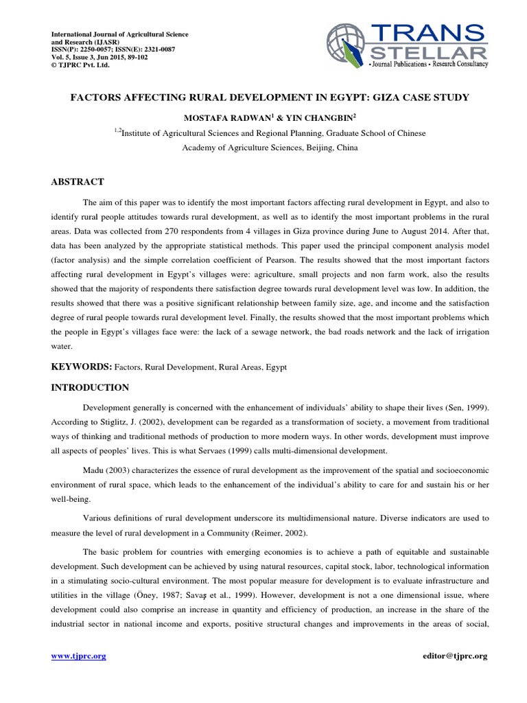Agri Sci - IJASR - Factors Affecting Rural - Mostafa Radwan | PDF ...