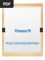 Primavera P6: Project Monitoring Department