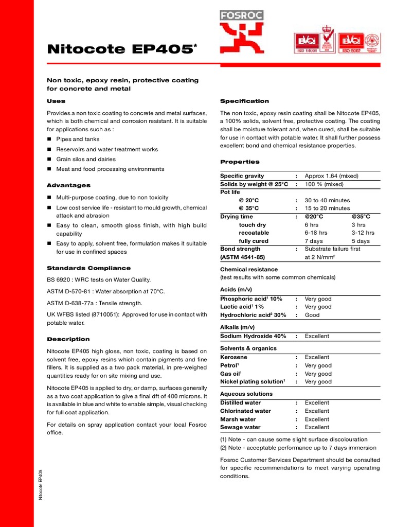 nitocote ep405 Concrete Industrial Processes