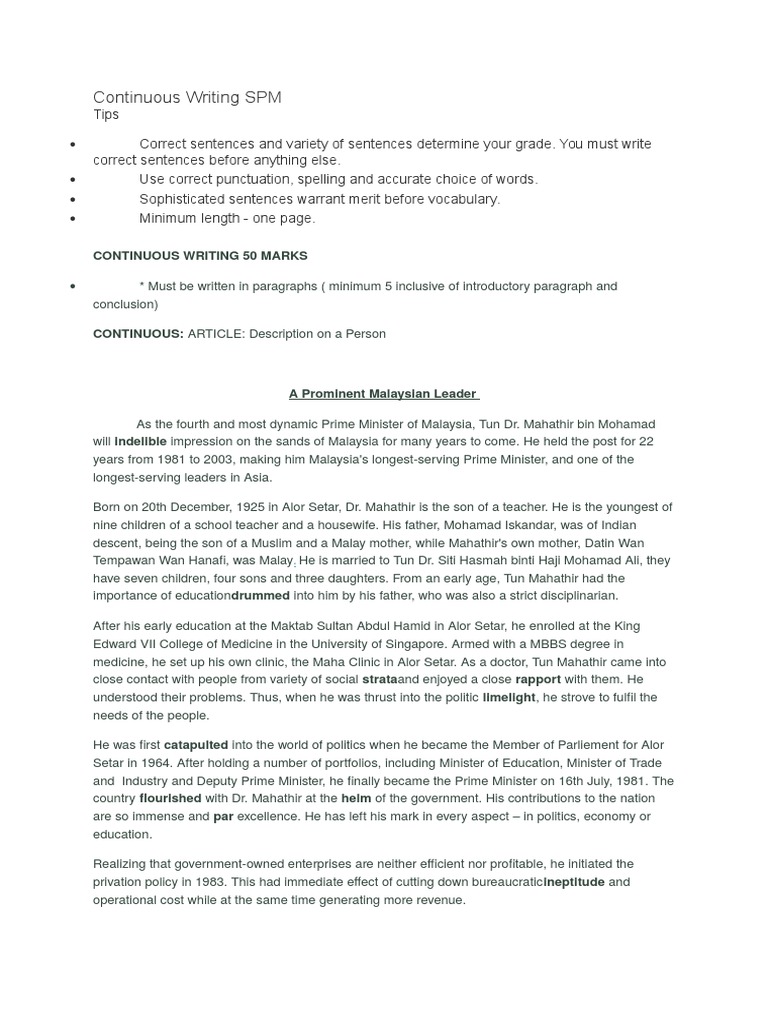 Continuous writing example picture