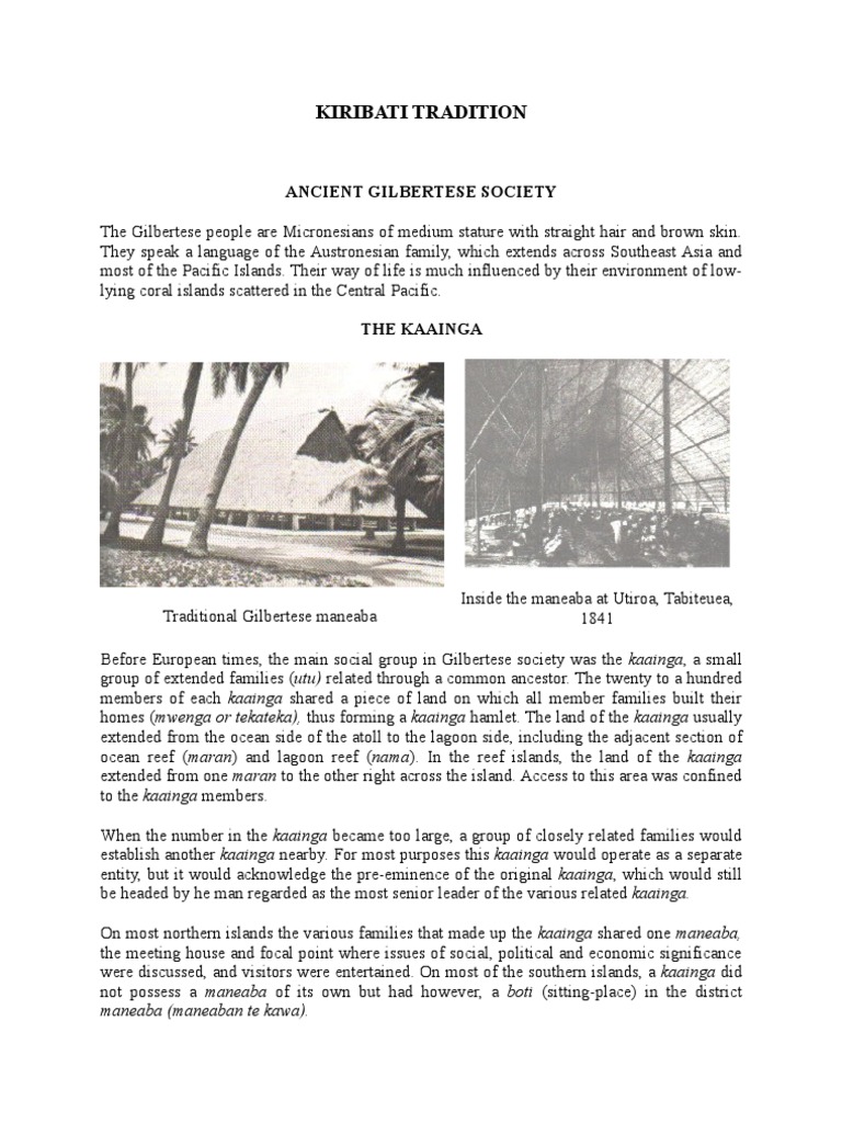 Kiribati Kaainga: Culture and Traditions | PDF | Family | Marriage