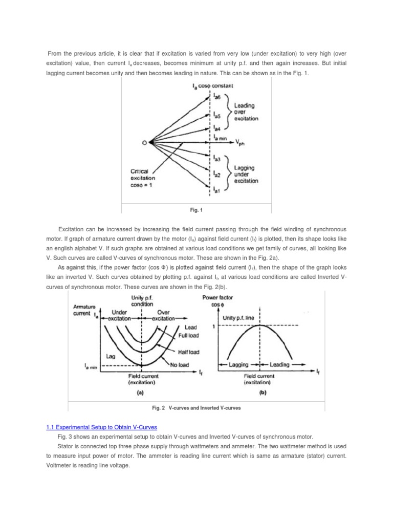 V and Inverted V Curves of Synchronous Motor | PDF