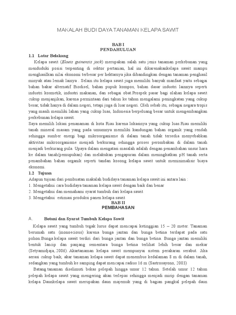 Makalah Budi Daya Tanaman Kelapa Sawit 1