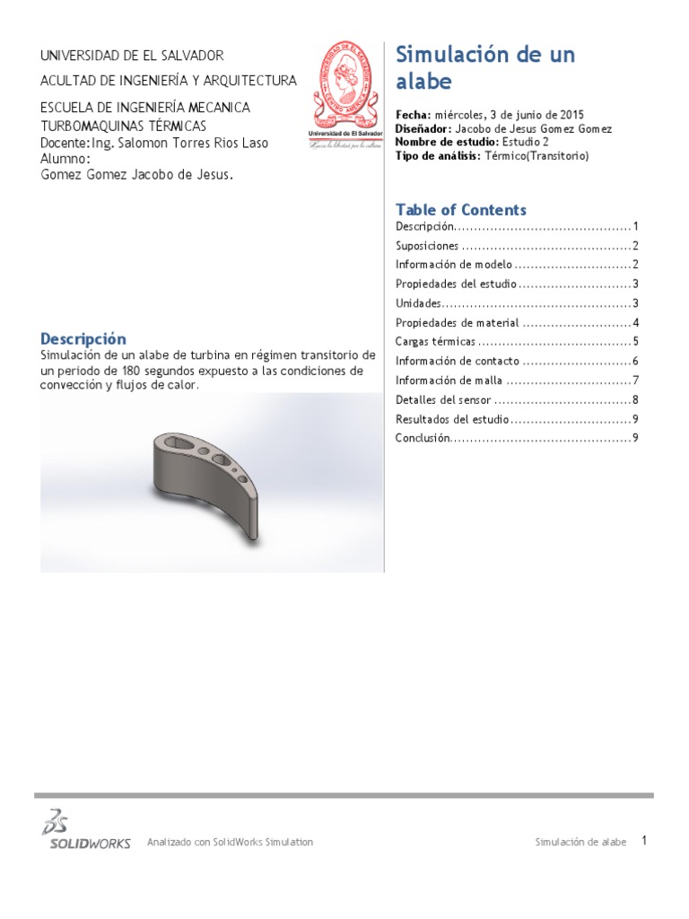 Simulación Térmica de Alabe en SolidWorks | PDF | Convección | Calor