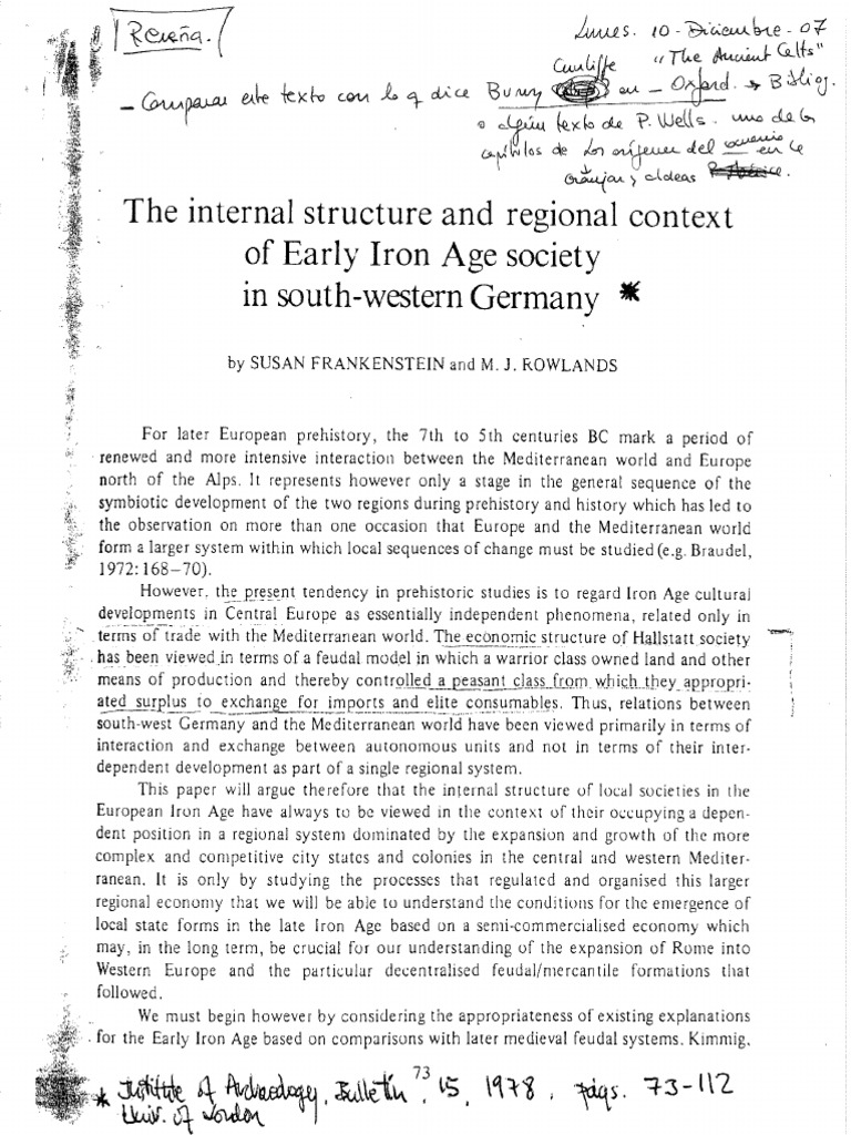 Iron Age Germany Frankenstein & Rowlands PDF