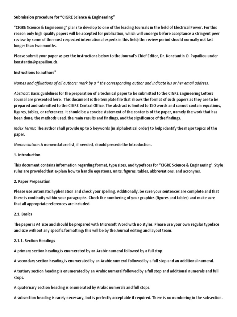 CIGRE Science & Engineering Submission Guide | PDF | Search Engine Indexing