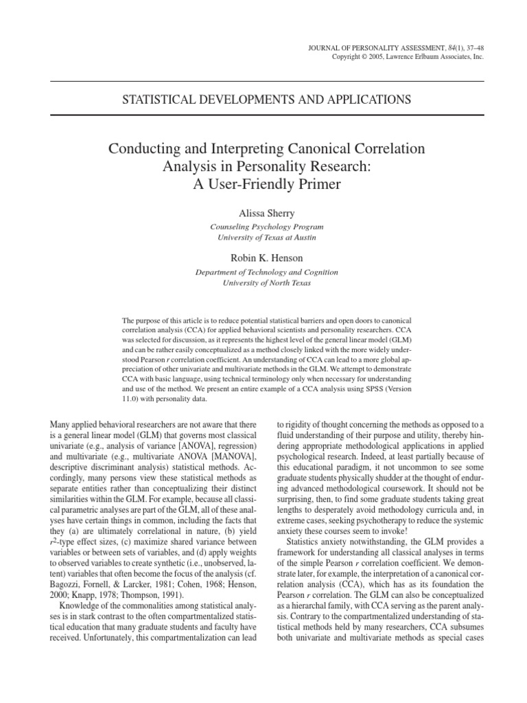 Conducting and Interpreting Canonical Correlation Analysis in ...