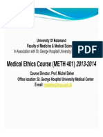 Medical Ethics Course (METH 401) 2013-2014: University of Balamand Faculty of Medicine & Medical Sciences