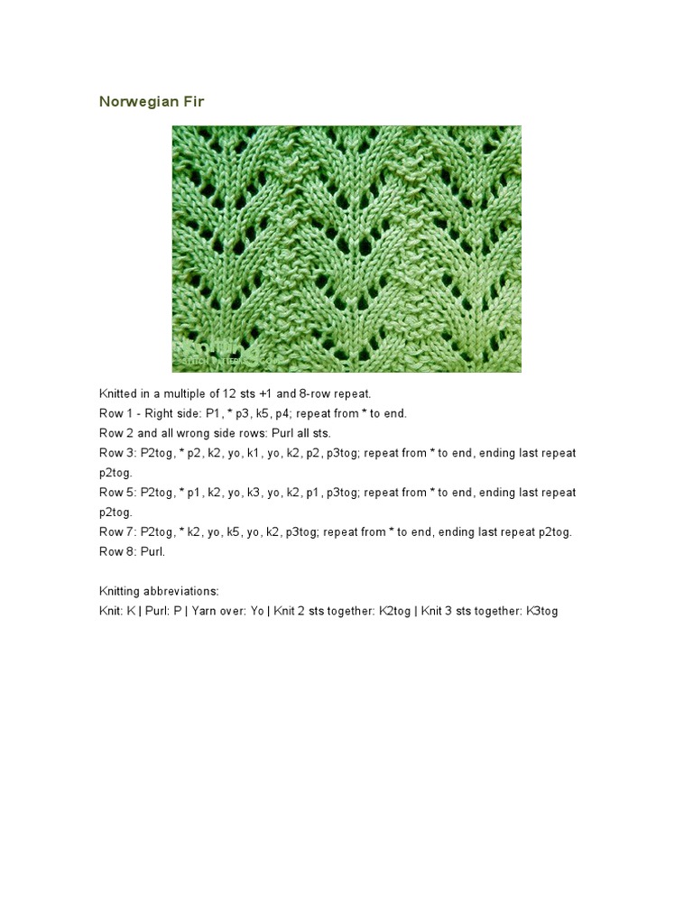 Norwegian Fir Knitting Pattern Guide | PDF