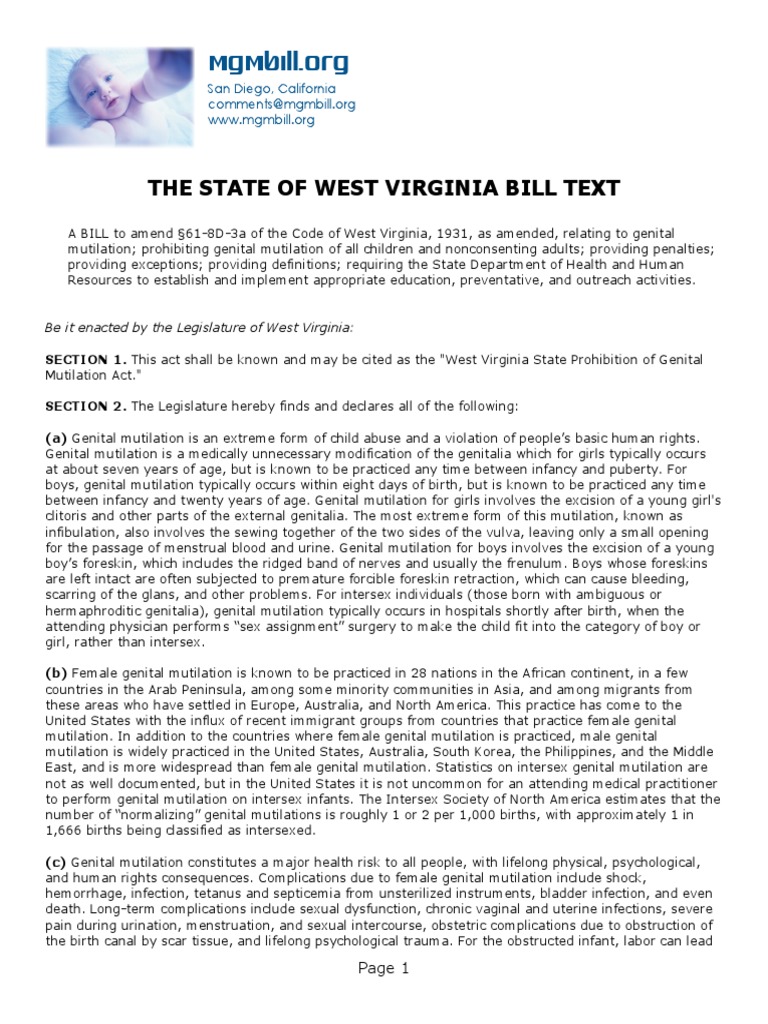 West Virginia Genital Mutilation Bill | PDF | Clitoris | Female Genital ...