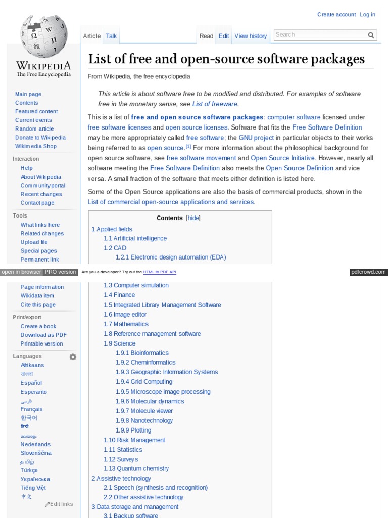 En Wikipedia Org Wiki List of Free and Open Source Software | Free ...