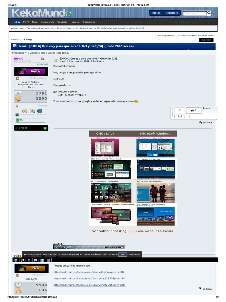 (DUDA) Que Es y para Que Sirve Get y Set (C) Página 1 of 1 PDF