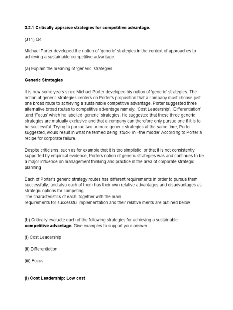 An Analysis of Porter's Three Generic Strategies for Achieving ...