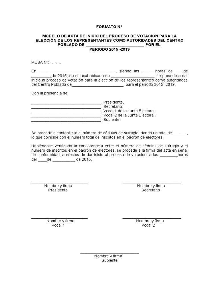 Acta de Inicio de Votación 2015-2019 | PDF | Votación | Elecciones