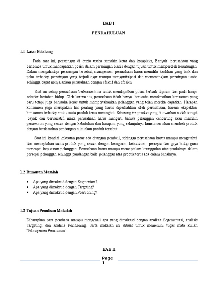 Makalah Tentang Segmentasi Targeting Positioning