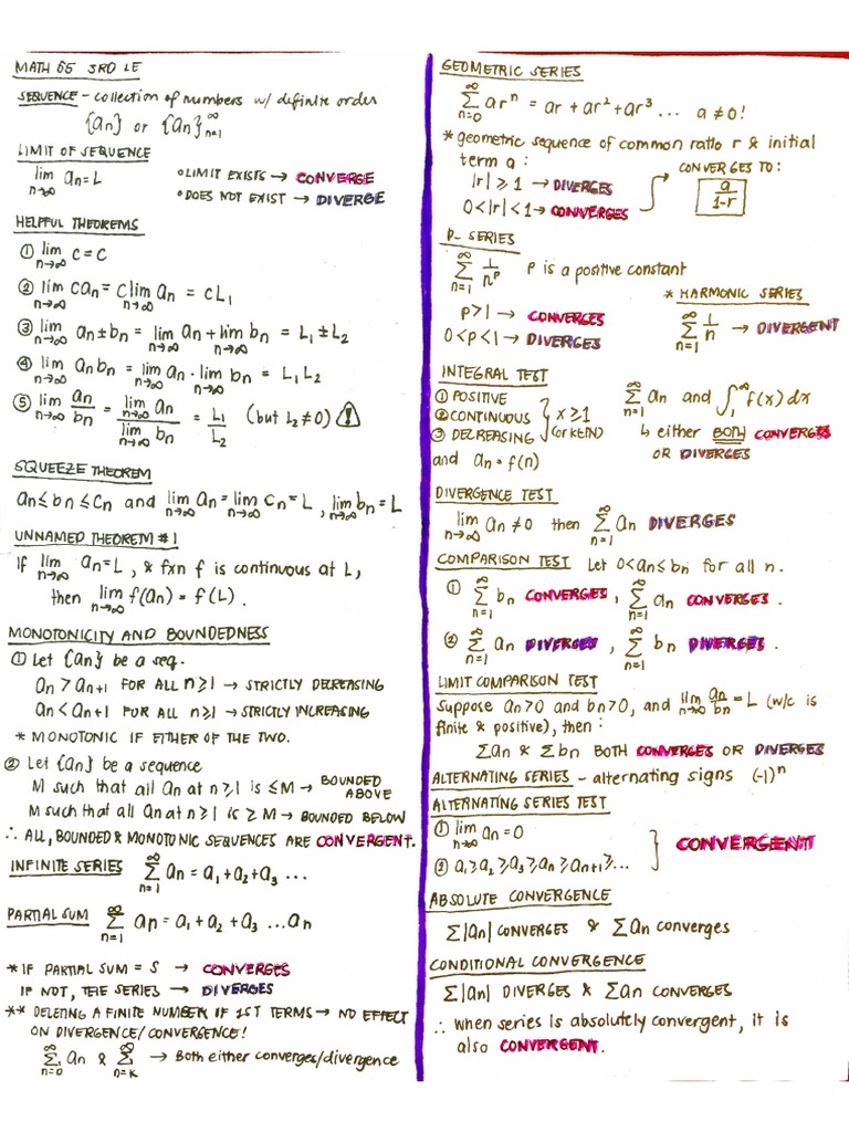 Math 55 UP Diliman 3rd LE Notes | PDF