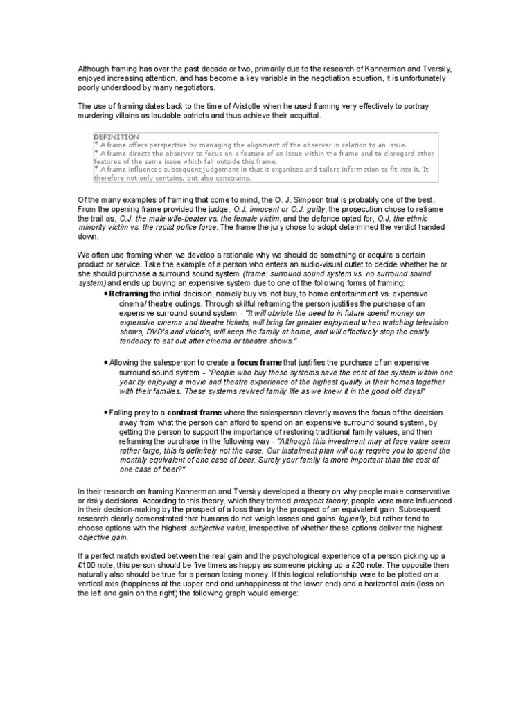 Framing in Negotiation Framing (Social Sciences) Happiness
