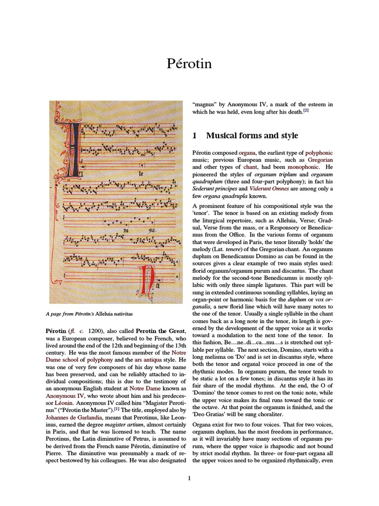 Pérotin.pdf | Classical And Art Music Traditions | Musical Compositions