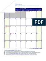 January 2015 Holiday Calendar