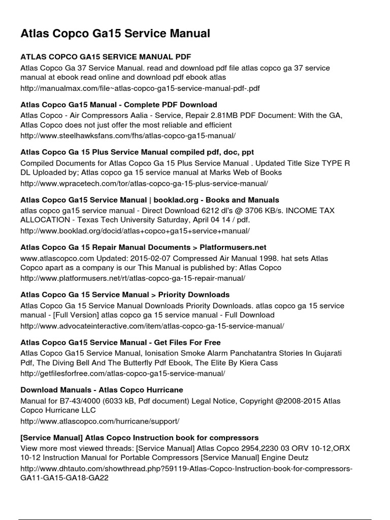 ATLAS COPCO GA 160 SERVICE MANUAL PDF intelligence overview