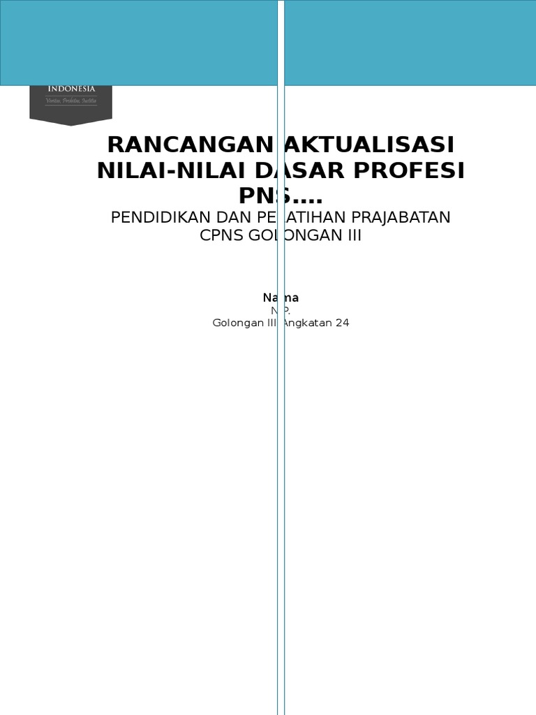 Contoh Format Rancangan Aktualisasi Revisi