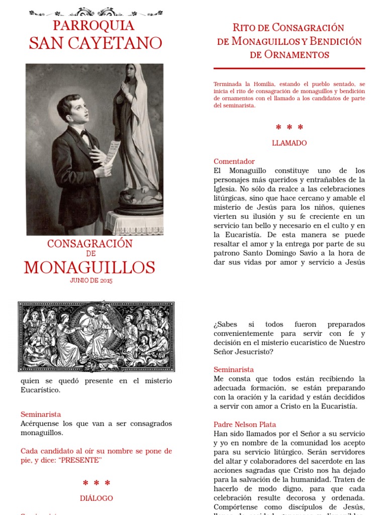 Rito De Consagración Monaguillos Pdf Eucaristía Oración