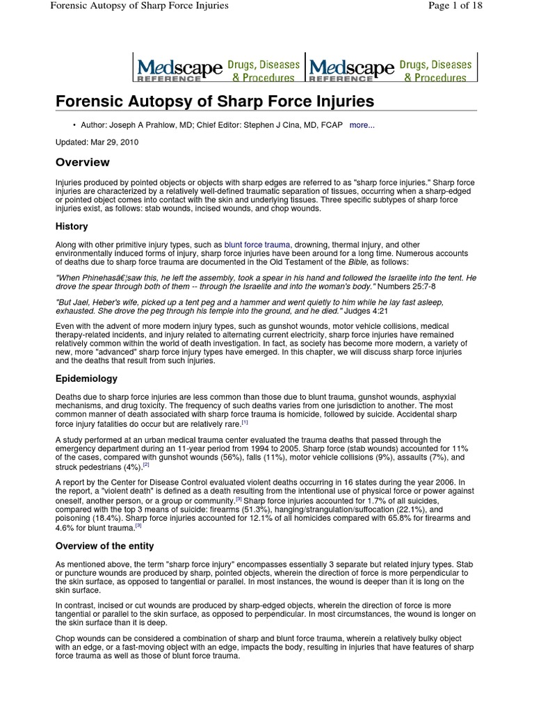 Forensic Autopsy of Sharp Force Injuries Autopsy Wound