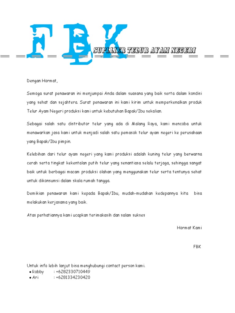 Surat Penawaran Kerjasama Telur Pdf