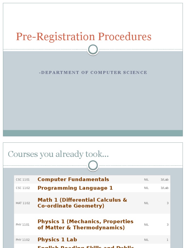 Computer Science Pre-Registration Guide | PDF | Physics | Teaching ...