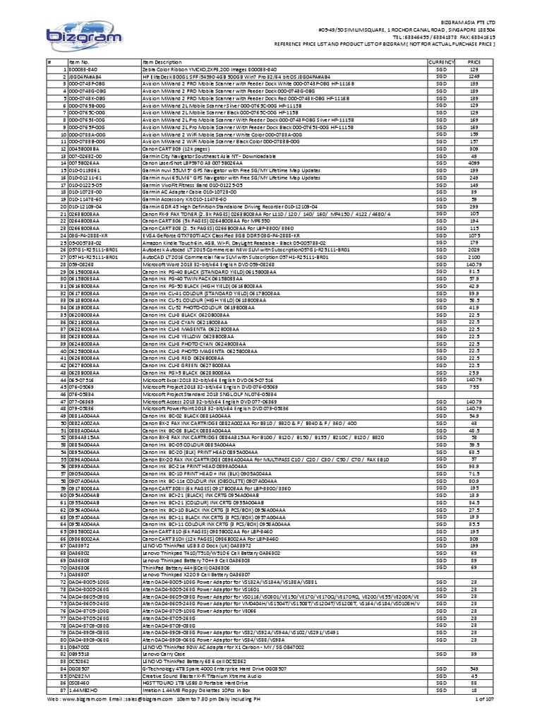 Bizgram Complete Product Listing | PDF | Hdmi | Media Technology
