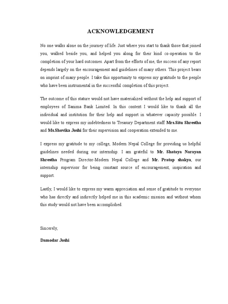 Acknowledgement Pdf