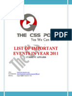 List of Important Evenets in Year 2011