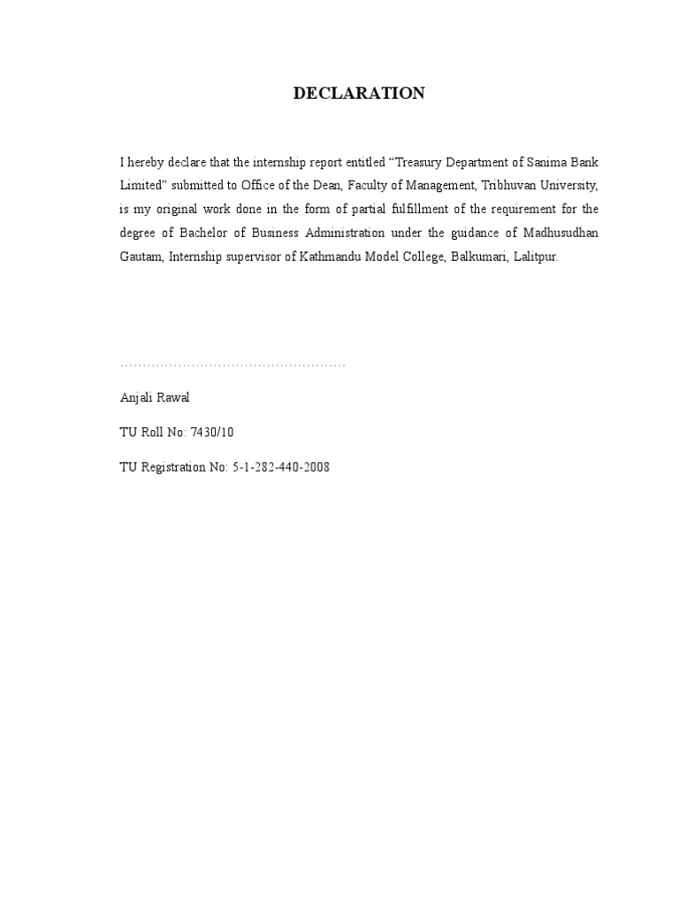 Declaration | PDF | Finance & Money Management | Technology & Engineering