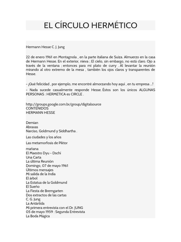 EL CÍRCULO HERMÉTICO - Miguel Serrano.docx  Hermann Hesse 
