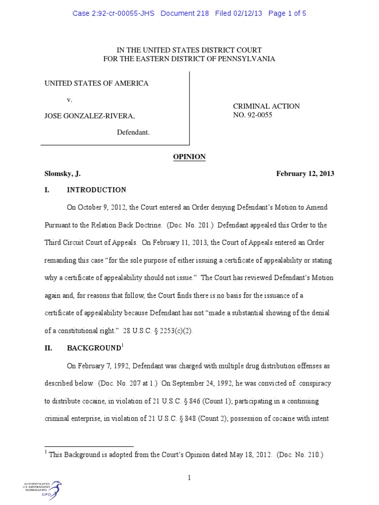 Denial of Appeal Certificate in Drug Case | PDF | United States Federal ...