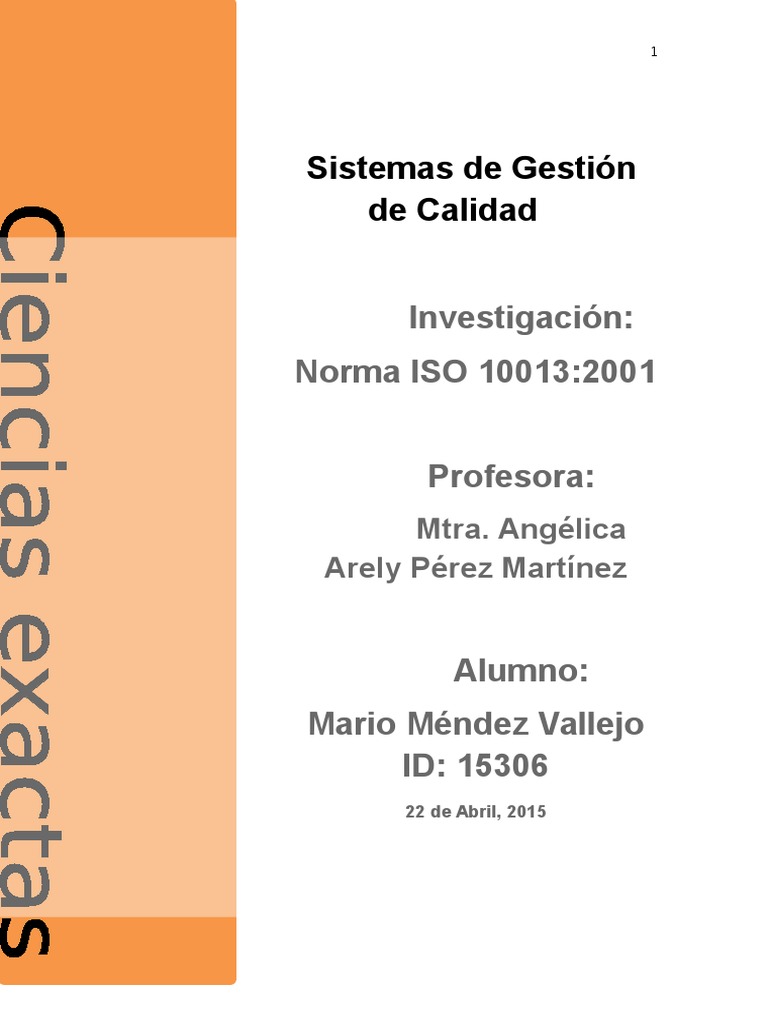 Norma ISO 10013: Documentación de Calidad | PDF | Gestión de la calidad ...