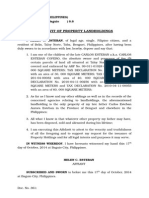 Affidavit of Property Landholdings: Republic of The Philippines) Done: in The City of Baguio) S.S