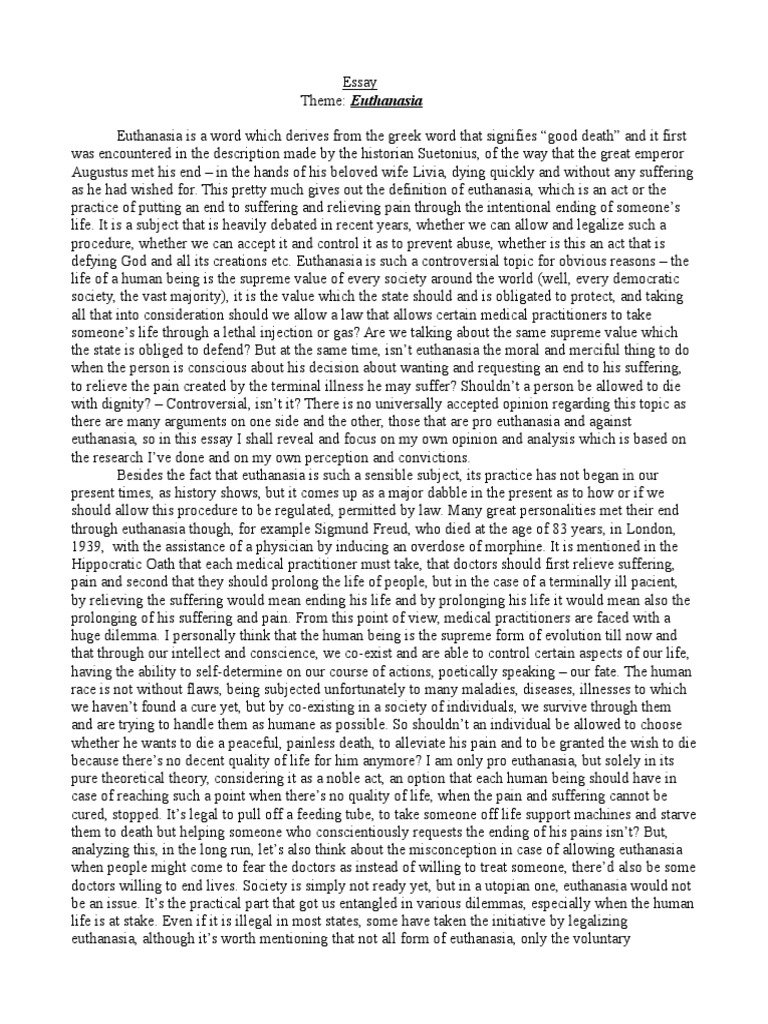 Euthanasia philosophy essay picture