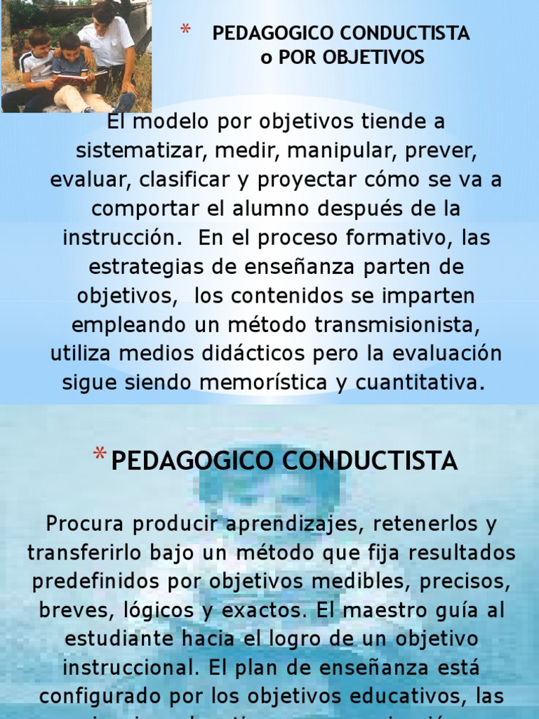 Modelo Pedagogico Conductista o Por Objetivos | PDF | Evaluación |  Aprendizaje