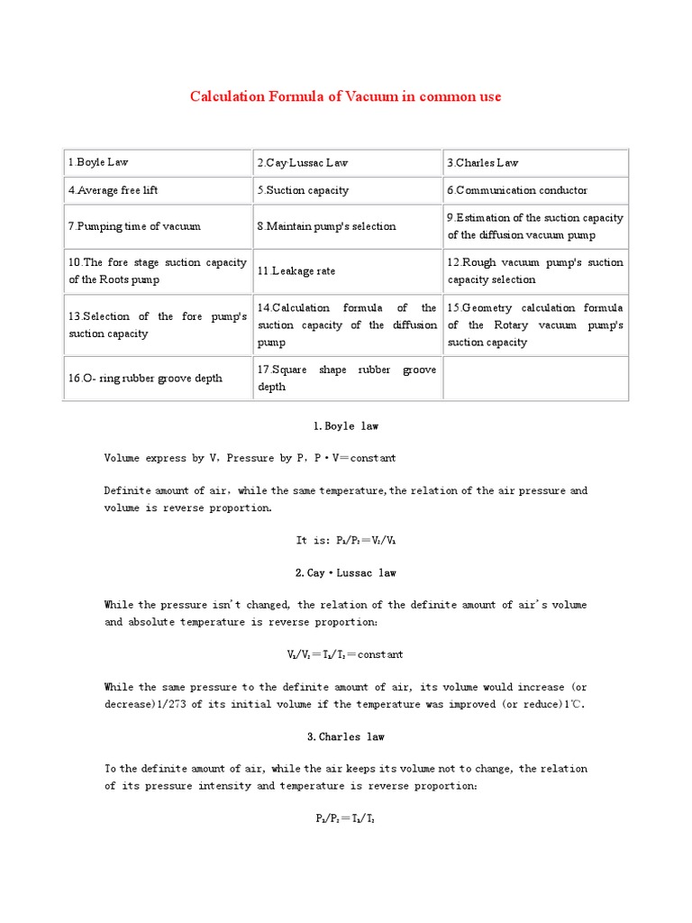 Vacuum Pump Calculation PDF